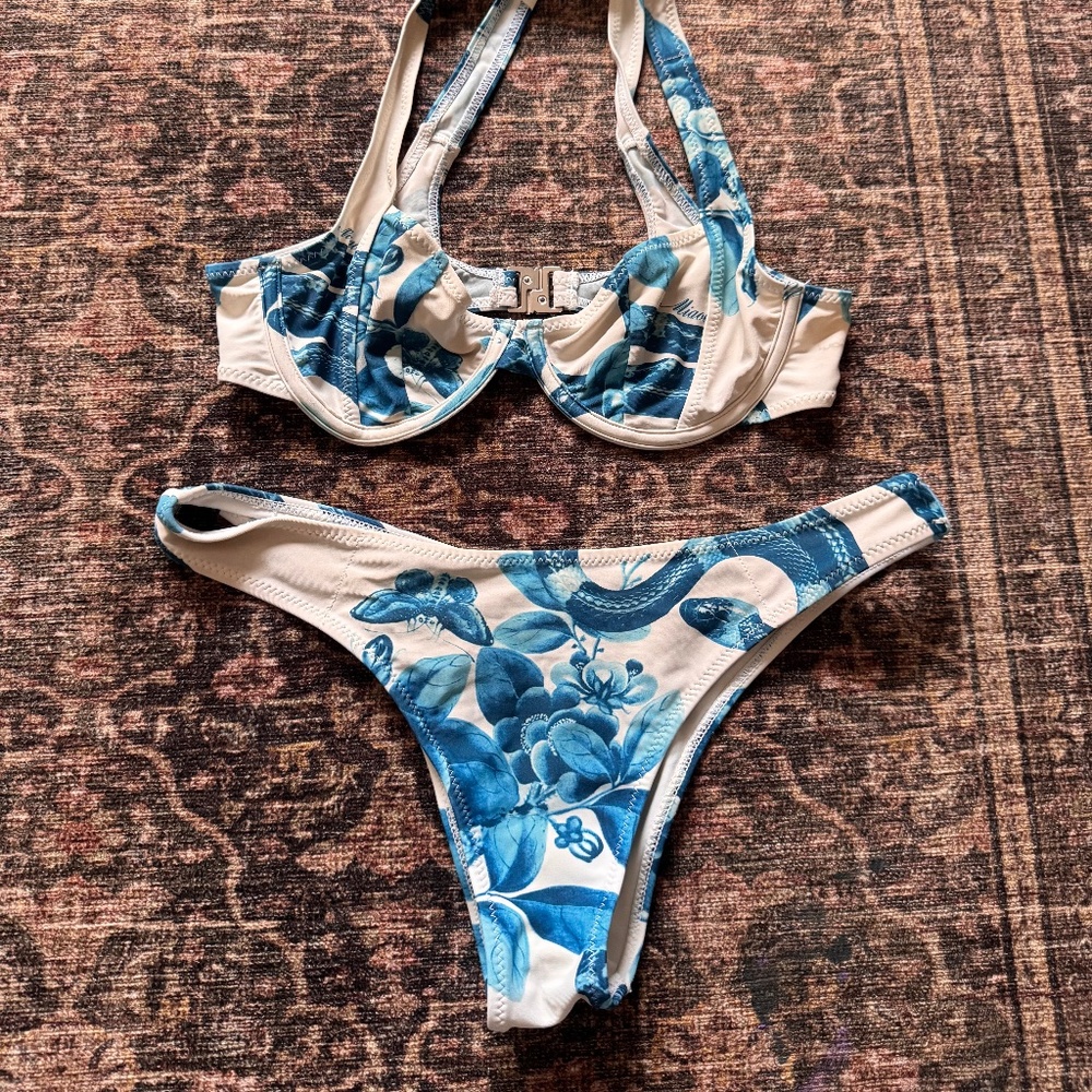 Miaou Blue Floral Underwire Bikini Set